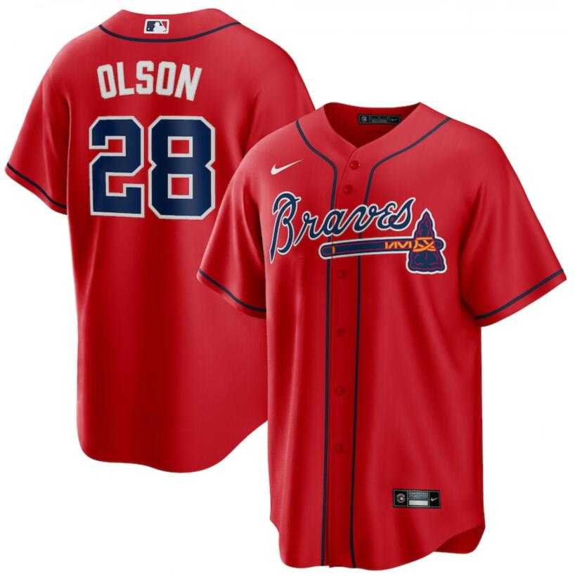 Braves 28 Matt Olson Red Nike Cool Base Jersey Dzhi,We sell and wholesale Braves 28 Matt Olson Red Nike Cool Base Jersey Dzhi on line form chian!